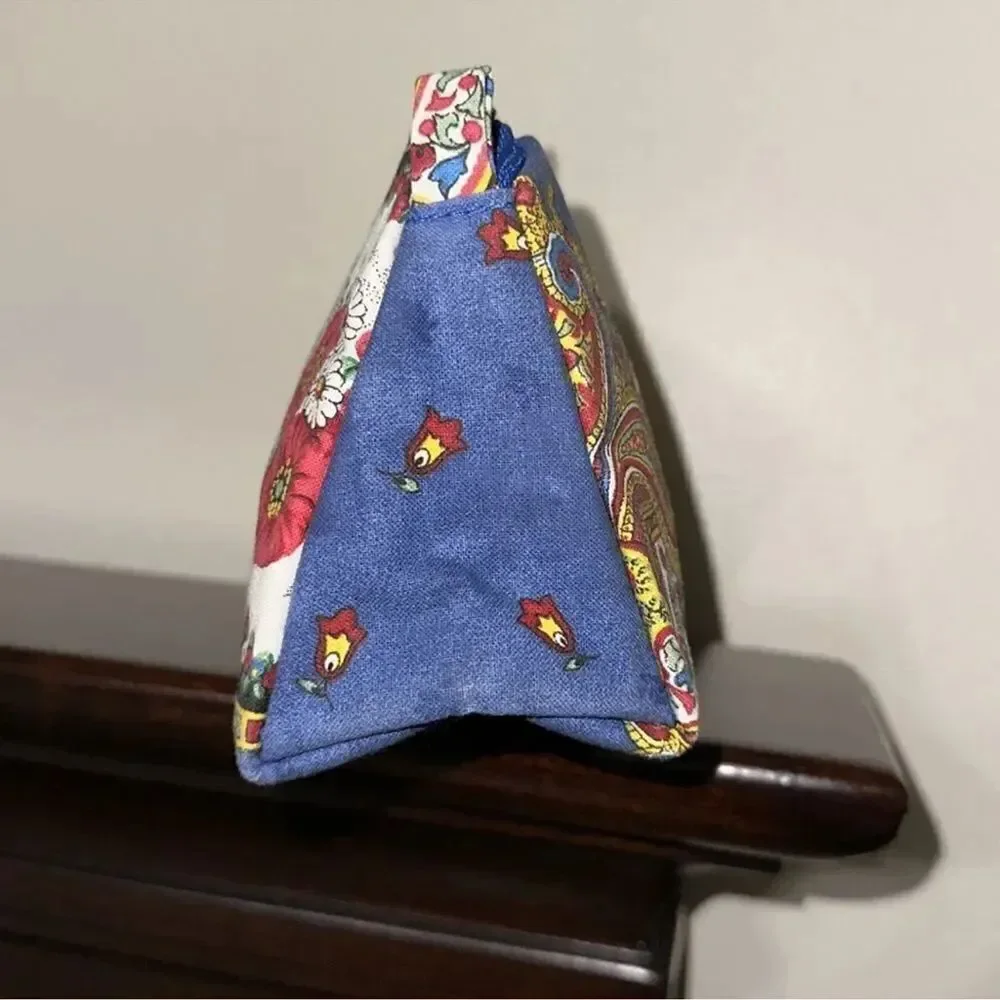 MARAT D’AVIGNON Floral Red White Blue French Artisan Cosmetic Toiletry Bag